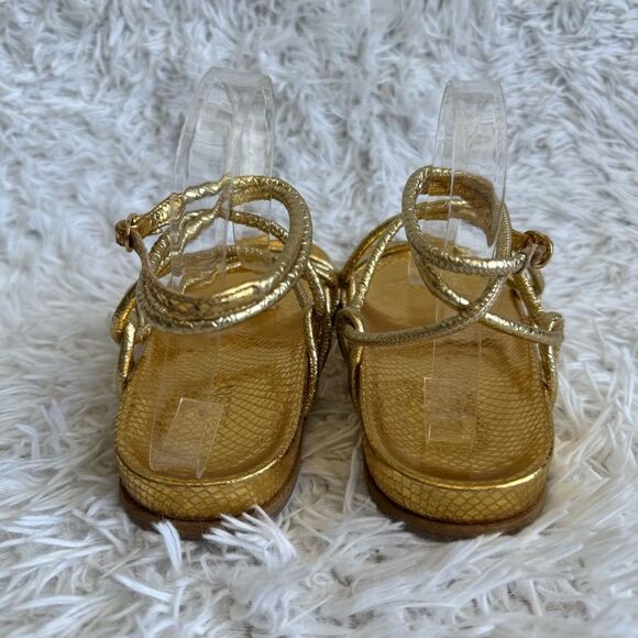 ba&sh Cisco Gold Leather Gladiator Strappy Ankle Sandals Size 37 - Picture 6 of 9